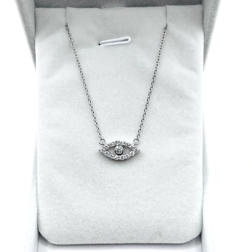 .50 cts VS Lab Diamond Evil Eye Sterling Silver Necklace - Picture 4 of 6